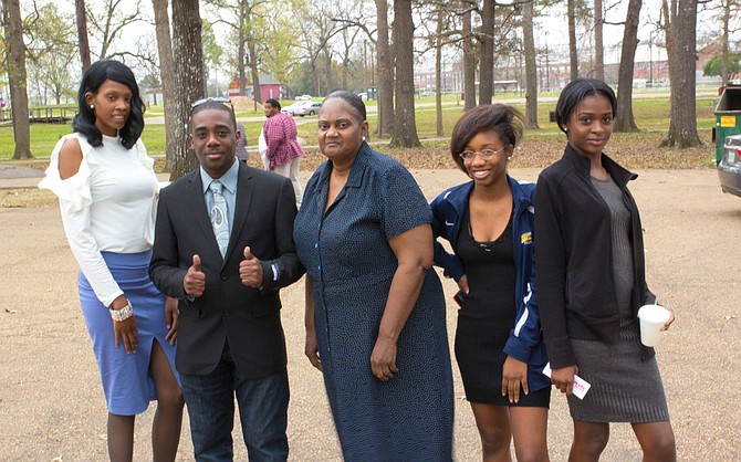 From left: Jackson mayoral nominee Jason Wells’ girlfriend Lena Crosby, Wells, mother Alma Funchess, and little sister Elisha Funchess. Photo courtesy Jason Wells