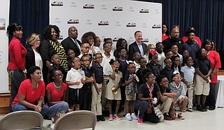 Timberlawn Elementary students received their pairs of glasses on May 16, after the team at Vision to Learn determined that they had vision problems that warranted corrective lenses; the Los Angeles nonprofit will visit all JPS schools within the year to test children’s vision.