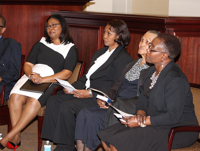 Judge Latrice Westbrooks (left) with her mother, Lucille Westbrooks Bennett; grandmother, Frances Westbrooks; and friend Leyser Q. Hayes at her Feb. 1 investiture. Photo courtesy Latrice Westbrooks