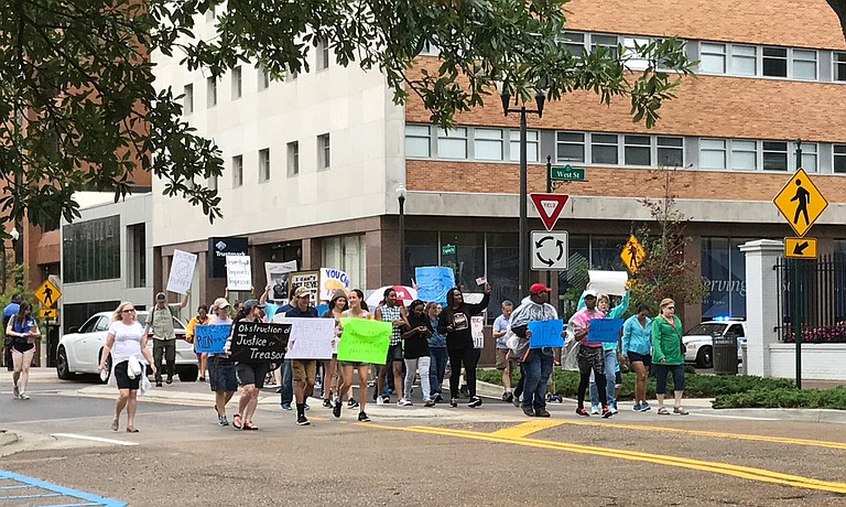 Protesters march down Capitol Street during the March for Truth in Jackson on June 3. Photo courtesy Rachel Fradette