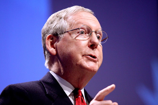 Senate Majority Leader Mitch McConnell, R-Ky., hopes to push it through his chamber next week, but solid Democratic opposition—and complaints from at least a half-dozen Republicans—have left its fate unclear. Photo courtesy Flickr/Gage Skidmore
