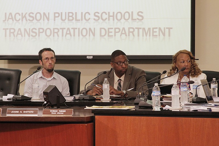The remaining members of the Jackson Public Schools Board of Trustees—Jed Oppenheim, Rickey Jones and Camille Sims (left to right)—could not approve any consent agenda items at their meeting Thursday, July 20, after Dr. Richard Lind resigned this week.