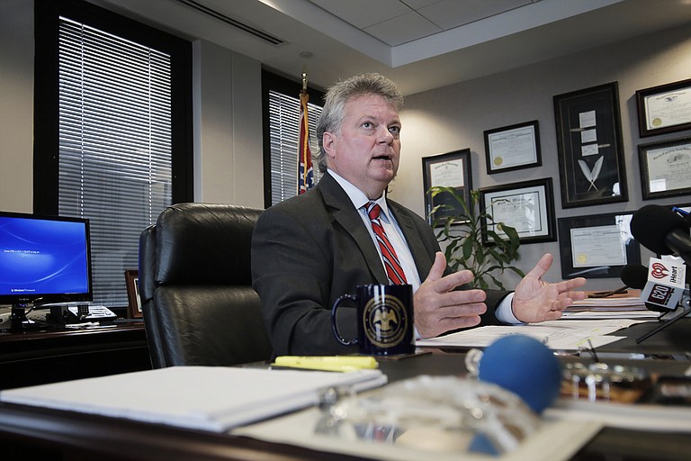 Democratic Attorney General Jim Hood (pictured) and Republican Lt. Gov. Tate Reeves are making back-to-back speeches Wednesday on the fairgrounds south of Philadelphia.