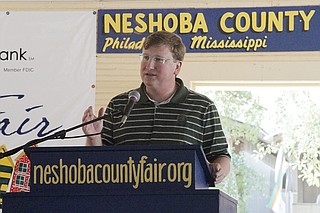 Lt. Gov. Tate Reeves took several shots at Attorney General Jim Hood in his Neshoba County Fair stump speech on Wednesday. Both are potential gubernatorial candidates.