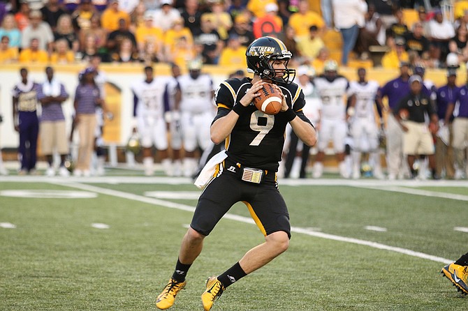 Southern Miss will have to maintain its momentum with a new quarterback. Four-year starter Nick Mullens (pictured) is now gone and there's a preseason battle under center between sophomore Keon Howard and junior Kwadra Griggs. Photo courtesy USM Athletics
