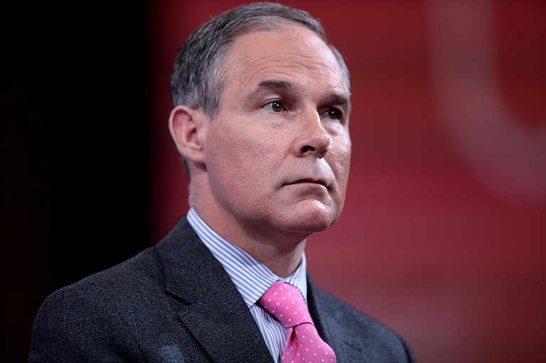 Since taking over the EPA, Scott Pruitt has taken actions to lessen regulations on industry by rolling back Obama-era protections from power plant emissions and a powerful pesticide. Photo courtesy Flickr/Gage Skidmore