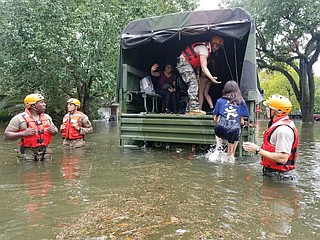 Rescuers began a block-by-block search of tens of thousands of Houston homes Thursday, pounding on doors and shouting as they looked for anyone—alive or dead—who might have been left behind in Harvey's fetid floodwaters, which have now heavily damaged more than 37,000 homes and destroyed nearly 7,000 statewide. Photo courtesy Flickr/Lt. Zachary West