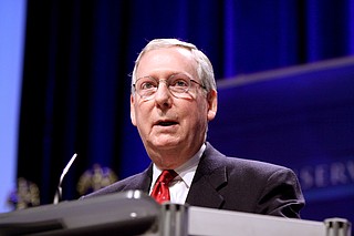 Senate Majority Leader Mitch McConnell on Tuesday praised the revived Republican effort to uproot former President Barack Obama's health care law, giving a public boost to a proposal that's given new life to a drive that seemed all but dead weeks ago. Photo courtesy Flickr/Gage Skidmore