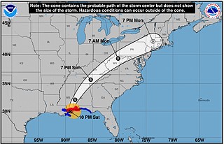 Track of Hurricane Nate (Courtesy National Weather Service).