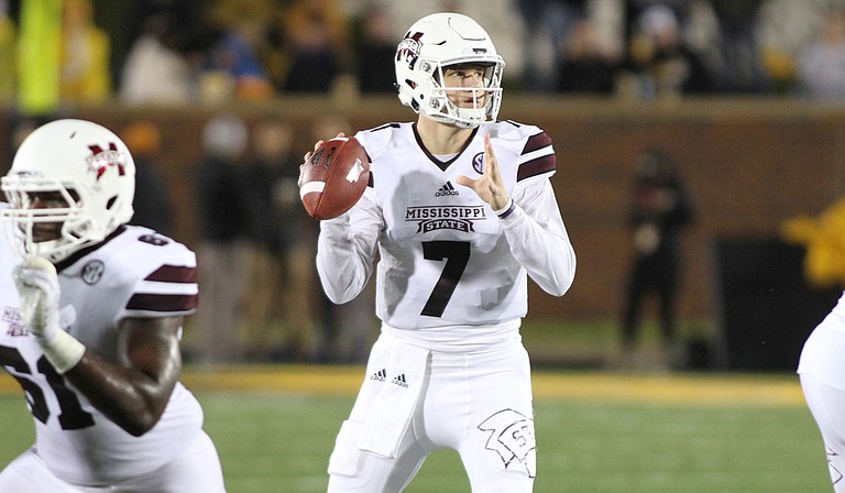 The Bulldogs (4-2) executed a balanced plan of attack and got a combined four-touchdown performance from Nick Fitzgerald—with two TDs on the ground and two through the air. Photo courtesy Kelly Price/MSU Athletics