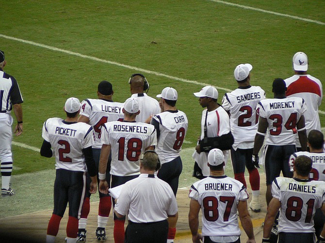 All but 10 members of the Houston Texans took a knee during the national anthem Sunday, as the vast majority of the team protested the owner's "inmates running the prison" comment. Photo courtesy Flickr/Rick Kimpel