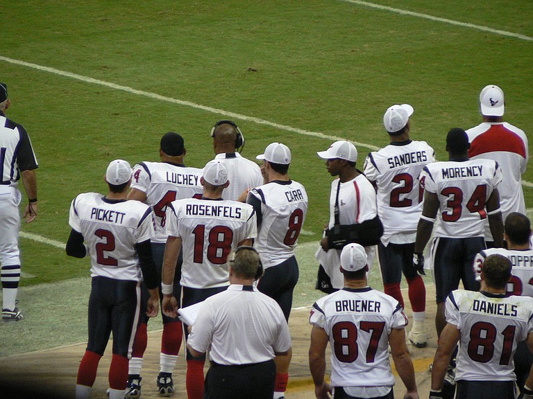 All but 10 members of the Houston Texans took a knee during the national anthem Sunday, as the vast majority of the team protested the owner's "inmates running the prison" comment. Photo courtesy Flickr/Rick Kimpel