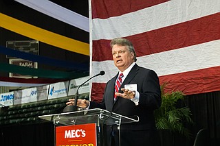 Attorney General Jim Hood spoke out against the Legislature's inaction on transportation funding at the MEC annual Hobnob Mississippi event last week. Photo courtesy Stephen Wilson