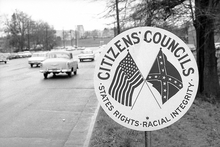 William J. “Bill” Simmons, who ran the racist Citizens’ Council for years in Jackson, worked with scientific racists nationally to keep schools segregated and black schools underfunded. He spread fake “science” that black children were inferior to white kids to keep segregation in place. Photo courtesy Associated Press