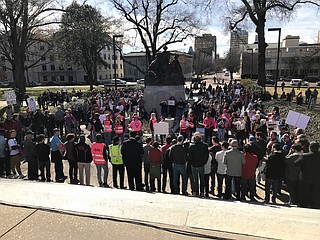 'Women's March" participants gathered at the Mississippi Capitol on January 20, 2018.