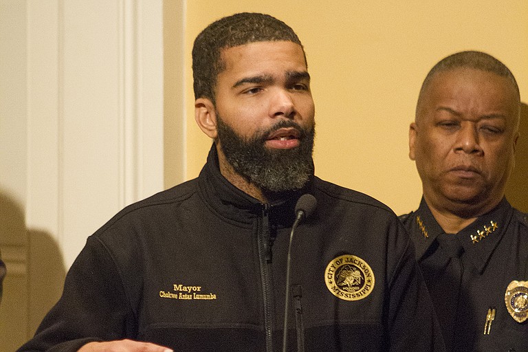Police say five officer-involved shootings have occurred since Mayor Chokwe Antar Lumumba took office in July 2017. The Jackson Free Press counts seven in that timeframe as of March 1. Lumumba is pictured here alongside Interim Jackson Police Chief Anthony Moore at a press conference on Jan. 19, 2018. 