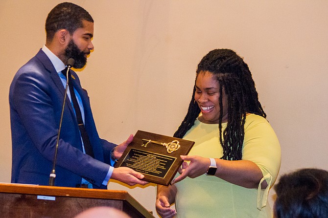 Mayor Chokwe A. Lumumba presented best-selling author Angie Thomas with a key to the city at a Jackson City Council meeting on Feb. 27, 2018.