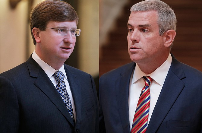 House Speaker Philip Gunn (right) said efforts to increase funding for state infrastructure is dead, one day ahead of the deadline; Lt. Gov. Tate Reeves (left) said the two chambers could not come to an agreement on certain “sticking points.” File 