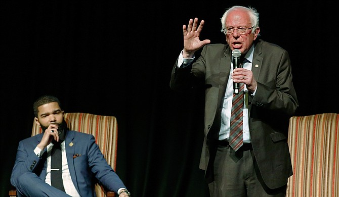 U.S. Sen. Bernie Sanders came to Jackson to have a conversation with Mayor Chokwe Antar Lumumba about economic justice 50 years after Dr. Martin Luther King Jr was assassinated. Photo courtesy AP/Rogelio V. Solis