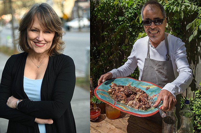 Eddie Hernandez (right) recently published "Turnip Greens & Tortillas," which features his southern food-meets-Mexican recipes, with writer Susan Puckett (left). Photo courtesy Eddie Hernandez