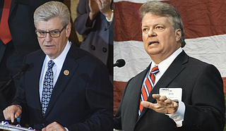 Attorney General Jim Hood (right) and Gov. Phil Bryant (left) boast the best approval ratings in the Millsaps College and Chism Strategies Survey released earlier this month.