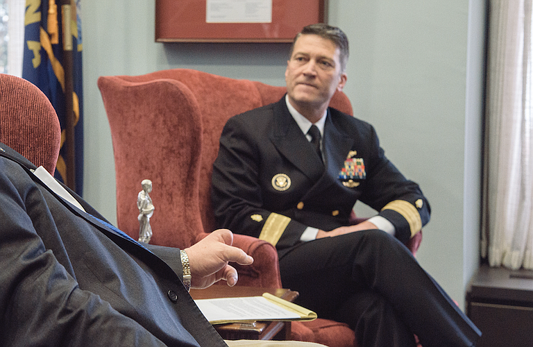 The hearing for Ronny Jackson, Trump's White House doctor and a Navy rear admiral, which had been set for Wednesday at the Senate Veterans Affairs Committee, was indefinitely postponed.