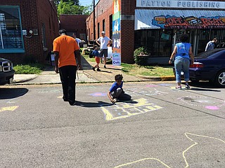 While parents shopped in Offbeat, some of their kids hung out with daniel johnson and Lesley Collins at Significant Saturday (a free art event at Offbeat every third Saturday).