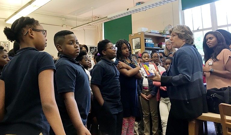 Randi Weingarten, the president of the American Federation for Teachers (right), visited Davis Magnet Elementary School (soon to be renamed after Barack Obama) last week. She also spoke to a group of AFT-affiliated teachers in Jackson.