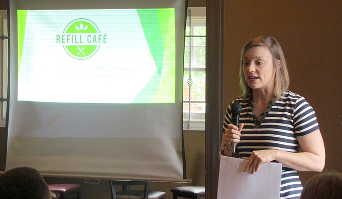 Refill Cafe Project Leader Jordan Butler presented at Friday Forum on May 25 at the former Koinonia Coffee House.