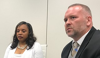 Pelahatchie Mayor Ryshonda Harper Beechem and her lawyer Thomas Bellinder held a press conference May 23 to discuss the state auditor’s demand for the town to repay $500,000.