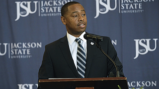 Jackson State University President William Bynum Jr. named Ashley Robinson (pictured) as the school's new vice president and director of athletics during a press conference on Tuesday, June 5. Robinson will assume the new position on July 1.