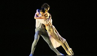 Avery Underwood and Isaac Mueller perform "Presage" during round two of the USA International Ballet Competition at Thalia Mara Hall.