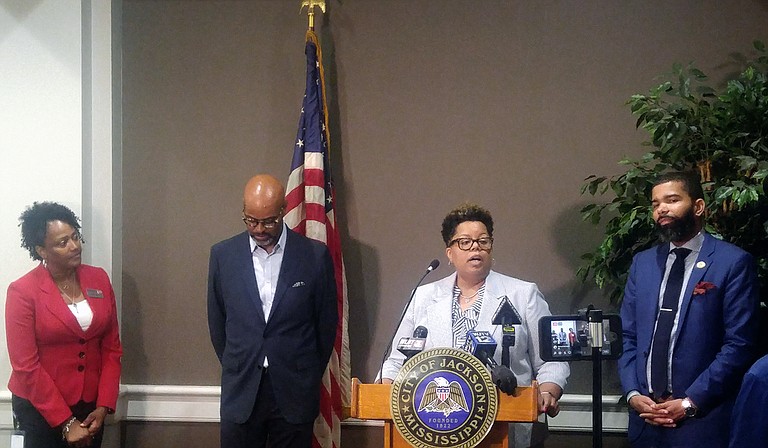 City of Jackson employees and immediate family members can now get reduced tuition to Strayer University with a new partnership. From left to right: Jackson campus Director Angela Miller, President Brian Jones, Jackson campus Dean Dana Evans and Mayor Chokwe A. Lumumba.