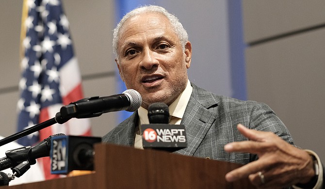 Former U.S. Secretary of Agriculture Mike Espy says farmers are “hurting” due to Donald Trump’s recent tariffs. “They want to trade. They do not want aid,” he says. He is pictured here at a press conference on July 20, 2014, at the Mississippi Civil Rights Museum, where he was joined by New Jersey Sen. Cory Booker.