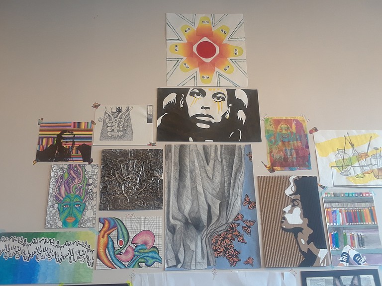 The artwork of Frances Fortner, who died in May after her car hit an unsecured manhole cover, is at Cups Espresso Cafe in Fondren until Aug. 31.