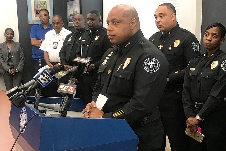 Interim Police Chief James Davis announced the start of a Violent Crime Task Force on Aug 14 to "saturate" the streets, looking for people who have committed armed robberies following two on Aug 13. He is pictured here at a June 2018 press conference.