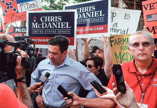 State Sen. Chris McDaniel’s embrace of Confederate revisionism appeals to his far-right voting base, such as many who turned out to support him at the Neshoba County Fair and catcall his GOP opponent.