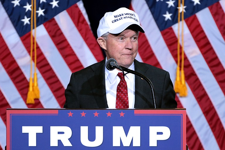After naming Jeff Sessions attorney general, Trump soured on him for recusing from the Russia investigation, calling him a "traitor" and a "dumb Southerner" according to a book by Bob Woodward. Here, Sessions speaks at a Trump-Pence campaign rally in August 2016.