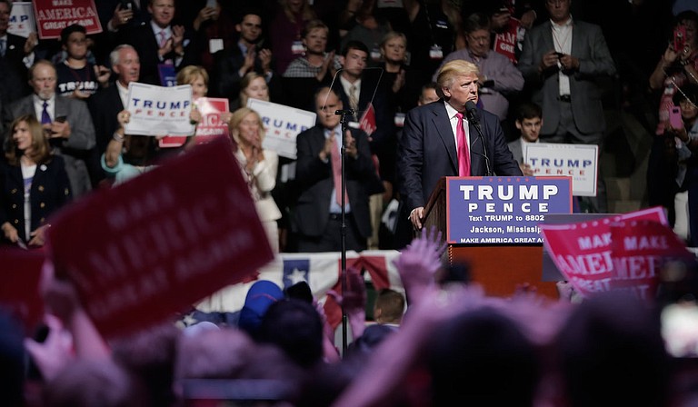 President Donald Trump plans to hold a rally in Mississippi to support incumbent Republican U.S. Sen. Cindy Hyde-Smith as she fights to hold the seat that Gov. Phil Bryant appointed her to in April. Trump is pictured here at another rally in Jackson in 2017.