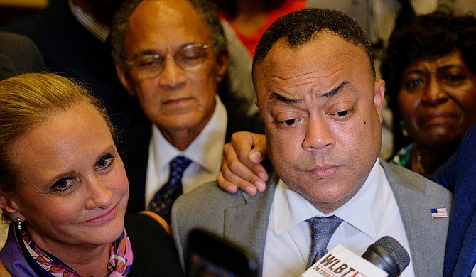 Hinds County District Attorney Robert Shuler Smith alongside his attorney, Vicki Gilliam, (left) on Sept. 12, 2018.