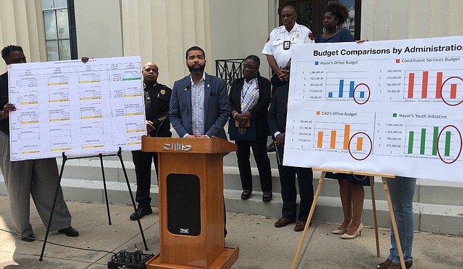 Mayor Chokwe A. Lumumba’s second budget went into effect on Oct. 1, 2018. He is pictured here at a press conference about the budget on Aug. 31, 2018.