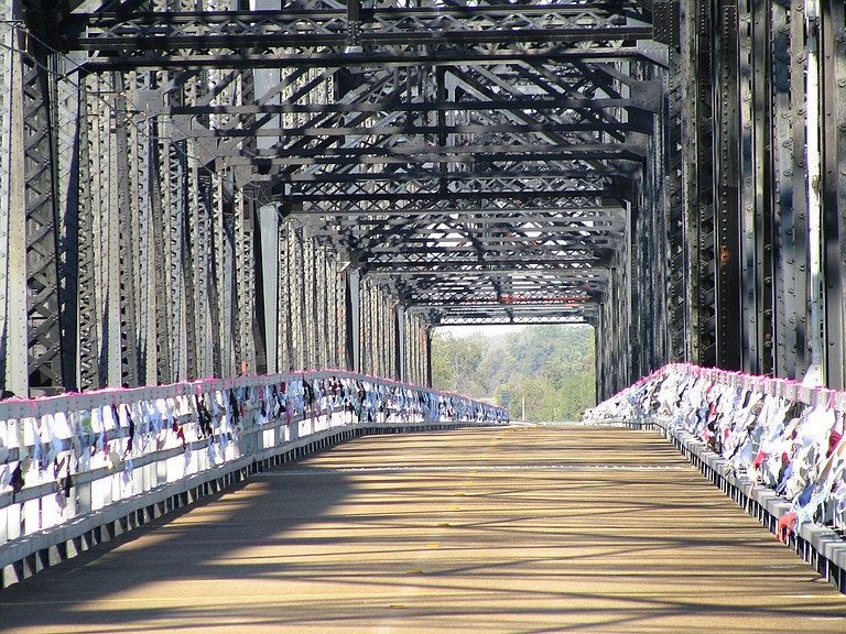 Riverwalk Casino & Hotel in Vicksburg hosts the annual “Bras Along the Bridge” event as a way to raise awareness and funds for breast cancer research. Photo courtesy Riverwalk Casino & Hotel