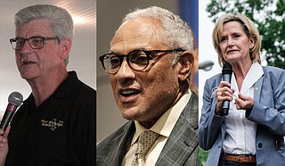 Mississippi leaders, including Gov. Phil Bryant (left), U.S. Senate candidate Mike Espy (center) and U.S. Sen. Cindy Hyde-Smith (right), condemned efforts from an unknown perpetrator to send bombs to high-profile Democrats.