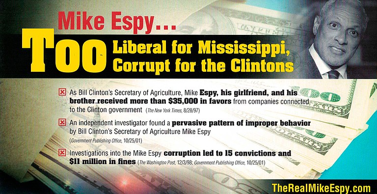 A series of GOP mailers misleadingly cast Democratic U.S. Senate candidate Mike Espy, who served as U.S. secretary of agriculture from 1993 to 1994 under President Bill Clinton, as a criminal.