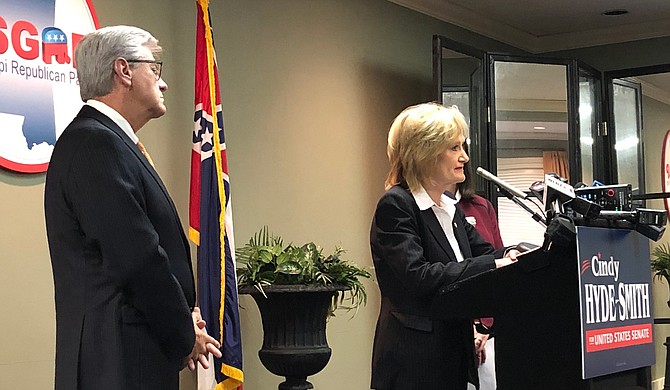 Gov. Phil Bryant led a press conference about Sen. Cindy Hyde-Smith’s anti-abortion position today by railing against the supposed “black genocide” by African American women choosing to have the procedure. Photo by Amber Helsel