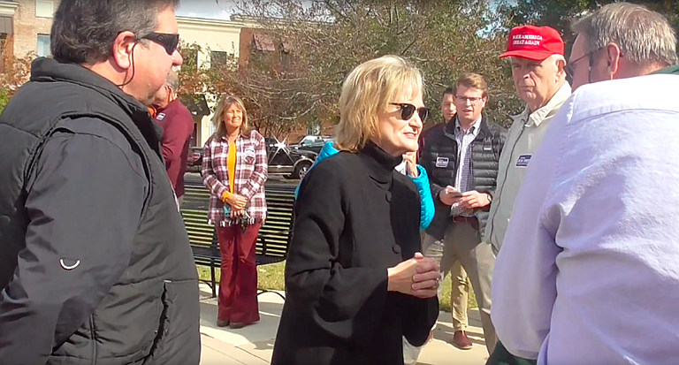 U.S. Sen. Cindy Hyde-Smith, a Republican speaks with supporters at a campaign stop in Tupelo on Nov. 2, 2018, where she made her now-infamous “public hanging” remark. Courtesy The Bayou Brief