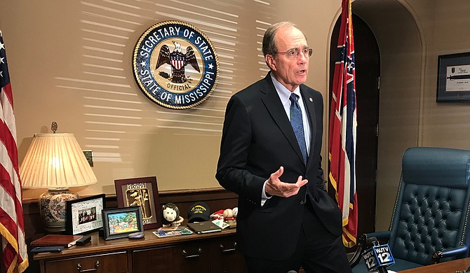Secretary of State Delbert Hosemann addressed an ongoing lawsuit against him and the State of Mississippi concerning absentee voting in his Capitol office on Nov. 26.