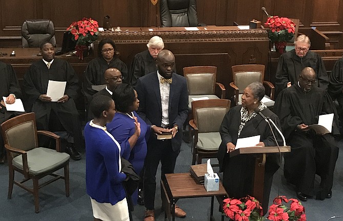 Former Hinds County District Attorney Faye Peterson was one of the judges sworn into the Hinds County Circuit Court bench on Dec. 27, 2018. photo by Ko Bragg