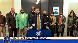 Mayor Chokwe A. Lumumba navigated between his "radical" criminal-justice reform stances and his decisions to increase policing surveillance in his press conference Monday, Jan. 14. Photo: City of Jackson