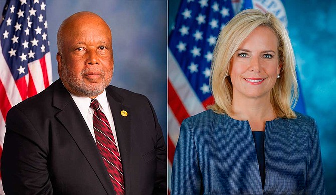 Homeland Security Committee Chairman Rep. Bennie Thompson (left), D-Mississippi, again requested Homeland Security Secretary Kristjen Nielsen's (right) appearance before his committee. Official Photos